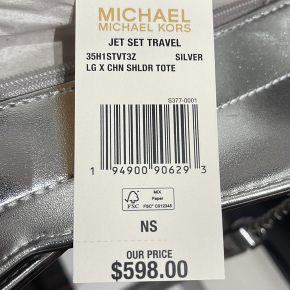 Michael Kors Jet Set Travel Large Chained Tote Shoulder Bag MK 
Silver
NWT - Picture 8 of 16